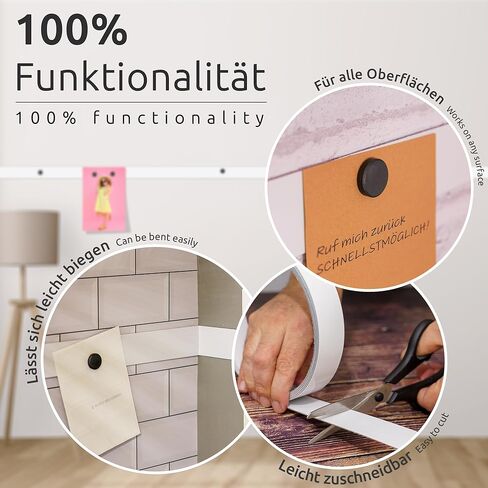 شريط معدني ذاتي اللصق بطول 3 متر من ECENCE مع 10x مغناطيس من الفريت، شريط حديدي، شريط فولاذي، شريط معدني مثالي للملاحظات والصور والمذكرات in Kuwait