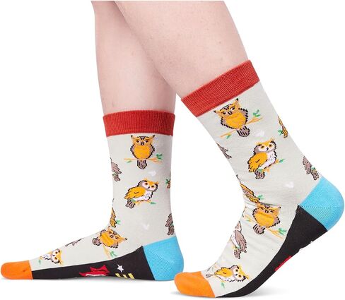 HAPPYPOP Wild Animal Socks For Men Women; Owl Tiger Koala Gifts, Owl Tiger Cheetah Socks in Saudi Arabia