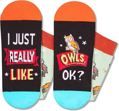 HAPPYPOP Wild Animal Socks For Men Women; Owl Tiger Koala Gifts, Owl Tiger Cheetah Socks in Saudi Arabia