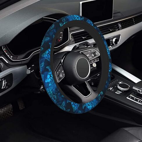 Watercolor Blue Sea Turtle Car Steering Wheel Cover Universal Fit 15 inch, Sweat Absorption Anti-Slip Breathable Neoprene Steering Wheel Protector for Women in Saudi Arabia