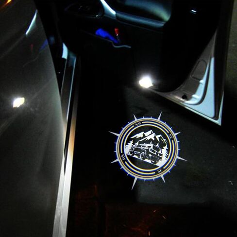 2 PCS LED Car Door Logo Lights Compatible for Grand Highlander Courtesy Projector Laser Welcome Light Puddle Lamp Car Accessories (red Grand, for Grand Highlander) in Saudi Arabia