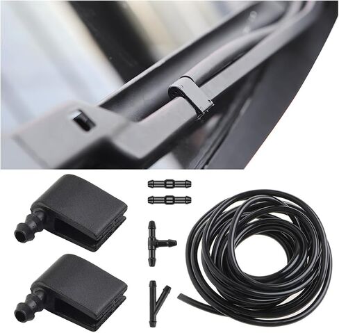 2 PCS Windshield Wiper Arm Nozzle Jet, Windshield Washer Nozzle Kit with 2m Fluid Hose and 4 Pcs Hose Connectors, Wiper Sprayer Replacement Kit 2E1955985 2E1955986 (2*Nozzle+4*Connectors+Hose) in Saudi Arabia