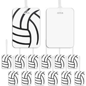 12 Pcs Sports Volleyball Name Tag Luggage Tag ID Label for Gear Bag, Plastic Backpack Tag Gifts for Volleyball Players, 4 x 2.75 Inches