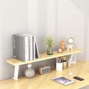 Clamp On Desk Shelf, 23 Inch Desk Extension Shelf, Adjustable Desk Extender Side Table, Single Layer Above or Under Desktop Storage Shelf