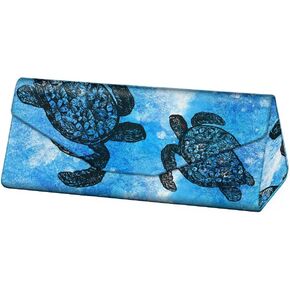 WIRESTER Triangle Foldable Glasses Holder, Hard Shell Eyeglasses Case, Fashion PU Leather Sunglasses Protective Cover