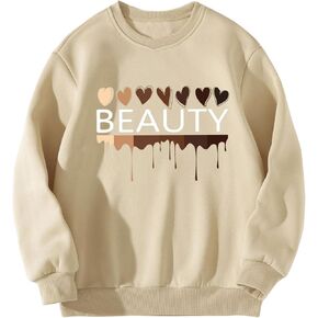 SweatyRocks Girl's Letter Graphic Print Crew Neck Sweatshirt Long Sleeve Pullover Tops