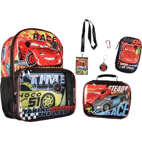 Disney Cars Taking The Lead Lightning McQueen Jackson Strom 17" Backpack Lunch Box 5pc Set