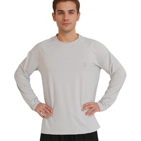Men's Long Sleeve UPF 50+ Sun Protection Swim T-Shirt Quick Dry Lightweight Running Fishing Rash Guard