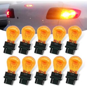10 PCS Car 3157 Halogen Brake Light Bulb, 12V 21/5W Stable Shock-resistant Filament High Brightness Lighting Bulb, Compact Mini Quartz Glass Bulb 1:1 Replacement, Universal for Cars (White)