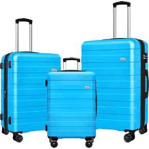 Zebra Light Weight Hardside Expandable Luggage Spinner Wheels Suitcase, Blue, 3 Piece Set