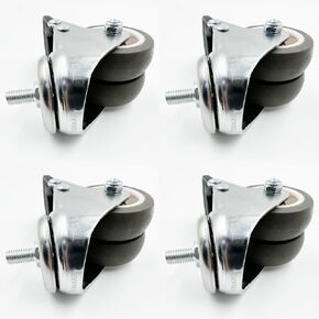 4-Pack 2 inch M8(0.315'' Φ) 15mm Threaded Locking Dual Wheels Caster with Brake and 360 Degree Swivel Plate for Heavy Duty Standing Desk' Feet Width Exceeding 70mm, More Stable and Coordinated.
