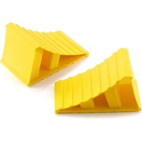 2 PCS Wheel Chocks, Non Slip Base, Suitable for Most Tyre Sizes, Safety Wheel Chocks for Travel Trailers RV Accessories Truck Car, Lightweight, Helps Keep Your Vehicle in Place(Yellow)
