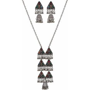 Antique Designer Indian Silver Oxidized Ethnic Traditional Ghungroo Bells Boho Tribal Afghani Necklace Jewelry Women