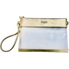 Gold Clear Gameday Wristlet, 11-inch Width, PVC Vegan Plastic, Gift, Women
