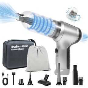 Handheld Cordless Car Vacuum Cleaner, 12000-Pa 3 in 1 Wireless Mini Vacuum Cleaner and Air Duster with Brushless Motor for Car Home Office Cleaning