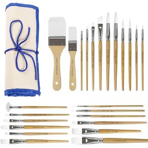 Paint Brushes Set of 24 Pieces, CONDA Different Shapes Wooden Handles Brushes with Art Brush Case, Professional Artist Brushes for Oil, Acrylic Canvas Watercolor Painting Craft