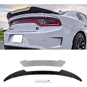 Venom Series V2 Style Rear Wickerbill Spoiler for Dodge Charger 2015-2023 SRT ScatPack Hellcat, 2 Pcs Add-on Tape Wicker Bill Spoiler with RivNut Tool, Gloss Black