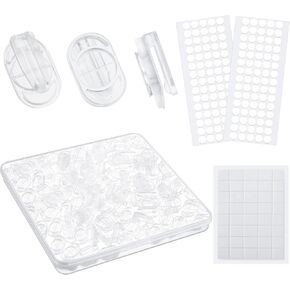120 Pieces Adhesive Plastic Sticky Clips Clear Clips Reusable Removable Sticky Clips Small Poster Clips Wall Clips Hanging Bulletin Board Clips for Teachers Home Office