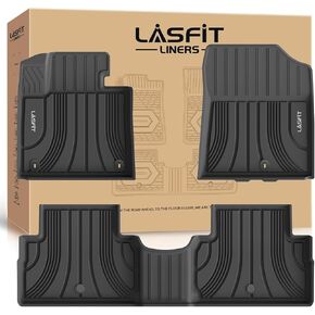 LASFIT Floor Mats for Hyundai Santa Fe 2021 2022 2023 (NOT for Hybrid), All Weather Custom Fit TPE Car Floor Liners 1st & 2nd Row, Black