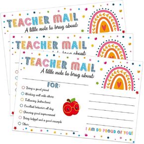 42PCS Teacher Mail Cards Teacher Notes to Parents Classroom Incentive Cards for Students from Teachers Good Behavior Motivational Cards for Preschool Kindergarten Elementary Teacher Supplies