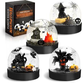 VICAMB 4PCS Halloween Snow Globe Kit, Water Globes Making Kit with Accessories, Make Your Own Snow Globes for Kids Arts and Crafts Set Halloween Gifts