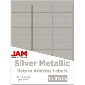 JAM Paper® Mailing Address Labels - 2 5/8" x 1" - Silver Matte Foil - 30 Labels per Page / 120 Labels Total