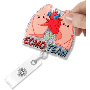حامل شارة قابل للسحب لفريق ECMO، هدايا بكرة شارة القلب المضحكة لفرقة ECMO، ممرضة ECMO، هدايا CVICU لوحدة العناية بالقلب، وحدة رعاية فشل القلب، طاقم ECMO، هدايا متخصصة ECMO