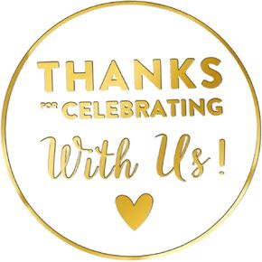 Thank You Stickers, 2 Inch Thank You Wedding Stickers, 120 Pcs Thanks for Celebrating with Us Stickers, Self-Adhesive Gold Round Thank You Stickers for Wedding, Envelope Seals, Party Favors