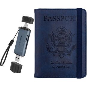 WALNEW SD Card Reader for Travel & Passport Holder Bundle