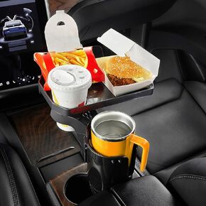 JOYTUTUS Car Cup Holder Tray, Car Cup Holder Expander with Detachable Food Table Tray, Large Cup Holder Extender Adapter Fits Yeti, Hydro Flask 32/40 oz