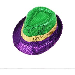Unisex Sequin Fedora Hat Bling Western Retro Party Dance Jazz Cap Christmas Mardi Gras Cosplay Prom Costume Hip Hop Hat