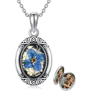 Vintage Locket Necklace for Women Sterling Silver Locket Necklace That Holds Pictures Birthday Jewelry Gifts