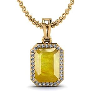 Natural Yellow Sapphire 7.50 Carat Original Pukhraj Pendant/locket 22k Gold Plated for Women's square shape