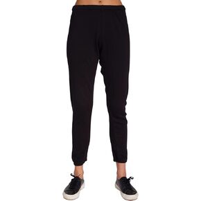 Michael Lauren Nate Core Crop Sweatpant for Women, Elastic Waistband, Soft Knit Fabric, Womens Sweatpants, Made in LA (Black)