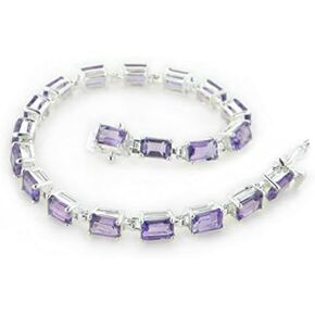 Sterling Silver and 11ct Genuine Amethyst Tennis Bracelet 7"