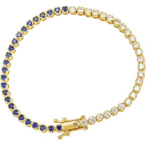 CAITLYNMINIMALIST ذهب عيار 18 قيراط من الفضة الإسترليني باللون الأزرق المستدير | أونيكس | سوار التنس CZ Diamond Bold Box إغلاق المشبك للنساء هدية للأم