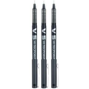 Pilot BX V5 Black Hi-Tecpoint Extra Fine Rollerball Pen 0.5mm Nib Tip 0.3mm Line Width (Pack of 3)