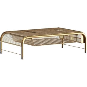 Martha Stewart Ryder Gold Mesh Metal Desktop Monitor Stand Riser with Organizer Drawer and Side Storage, 12.5 x 22.25 x 6.5 inches