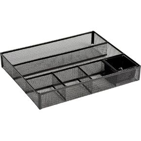 Rolodex 22131 Deep Desk Drawer Organizer Metal Mesh Black