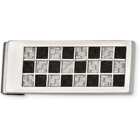 The Black Bow Checkered Carbon Fiber and Stainless Steel Spring Loaded Money Clip