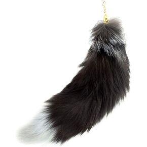 17" Huge Real Fox Tail Fluffy Fur Keychain Cosplay Tails Charm Accessories Handbag Tassel Ring Key Chain
