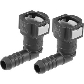 X AUTOHAUX 2pcs Fuel Line Quick Connect 90 Degree Push-On Single Barb Adapter Connector for 3/8 to 3/8 Rubber Tubing