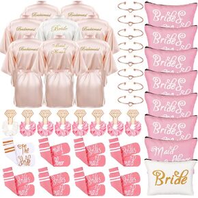 40 Pcs Bride Bridesmaid Robes Set Bridal Party Silk Satin Robes for Wedding Bridal Shower Bachelorette Party
