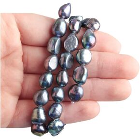 Acxico 1Pcs Beautiful Natural South SEA Baroque Black Pearl Necklace 18 inches 10-12MM, YY816