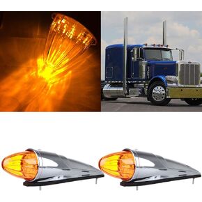 cciyu 2x 17LED AmberTop Roof Running Bulbs AmberLens Torpedo Marker Lamp AmberLed Replacement fit for Heavy Duty Trucks for Kenworth For Peterbilt For Freightliner Mack Upper Roof Cab Light