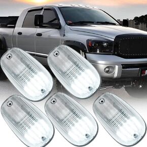 5Pcs White LED Cab Roof Marker Light for Dodge Ram 1500 2500 3500 Sprinter 3500 Top Clearance Light Roof Running Light Pickup Truck Clear Lens