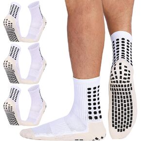 3 Pairs Non Slip Sports Socks Anti Slip Soccer Socks with Grips for Men Youth Football, Basketball, Fitness Exercise