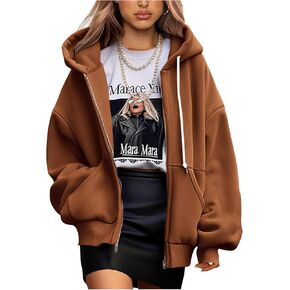 PRETTYGARDEN Women's 2024 Fall Zip Up Hoodies Sweatshirt Long Sleeve Loose Fit Y2K Casual Fashion Jackets with Pockets