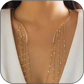 Dcfywl731 Gold Cuff Necklace for Women Statement Necklace Star Cuff Necklace Elegant Cuff Collar Necklace Statement Chain Necklace for Women