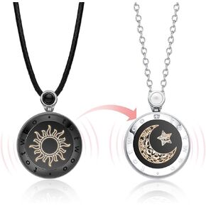TOTWOO Sun & Moon Touch Pendant with Agate (Black Sun+Rose Gold Moon)